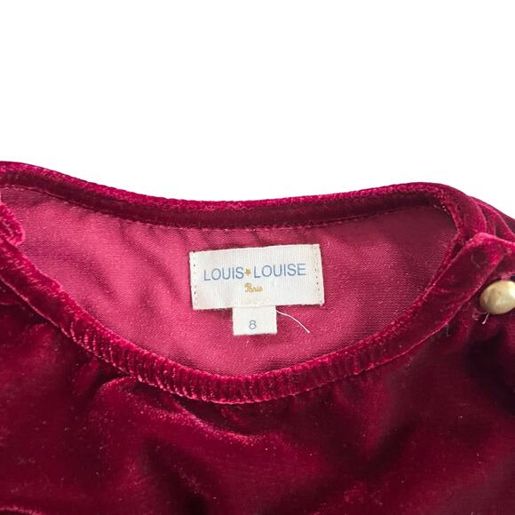 Louis Louise girls burgundy velvet long sleeve dress size 8 - Picture 7 of 9